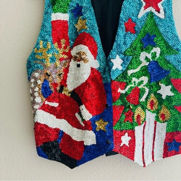 VTG Bali Gem 1960s Sequin Ugly Christmas Vest | Size Small | Holiday Retro Glam! - Picture 4 of 9